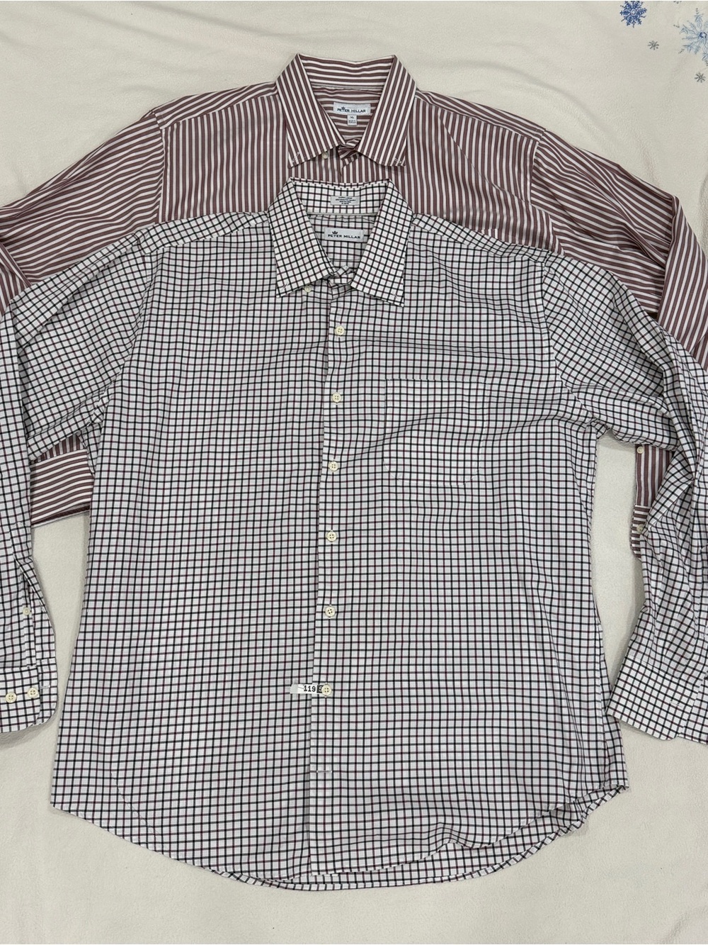 Peter Millar Button Shirt Lot of 2 Mens X-Large XL Striped And Checkered